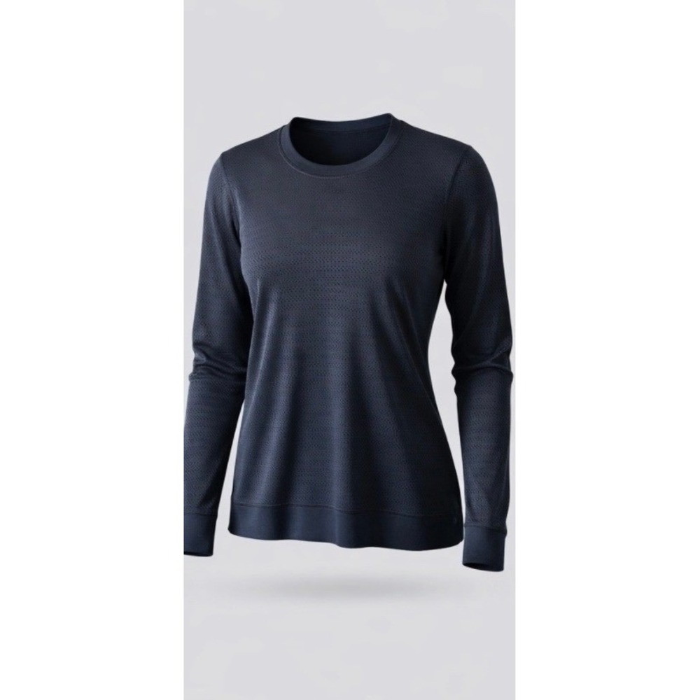 🍁Lululemon Breeze By with Silver scent long Sleeve Crew Mesh Knit  Top Black 8-1